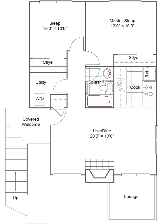 The Commons_Federal Way WA_Floor Plan_Two Bedroom Two Bathroom The Commons_Federal Way WA_Floor Plan_Two Bedroom Two Bathroom